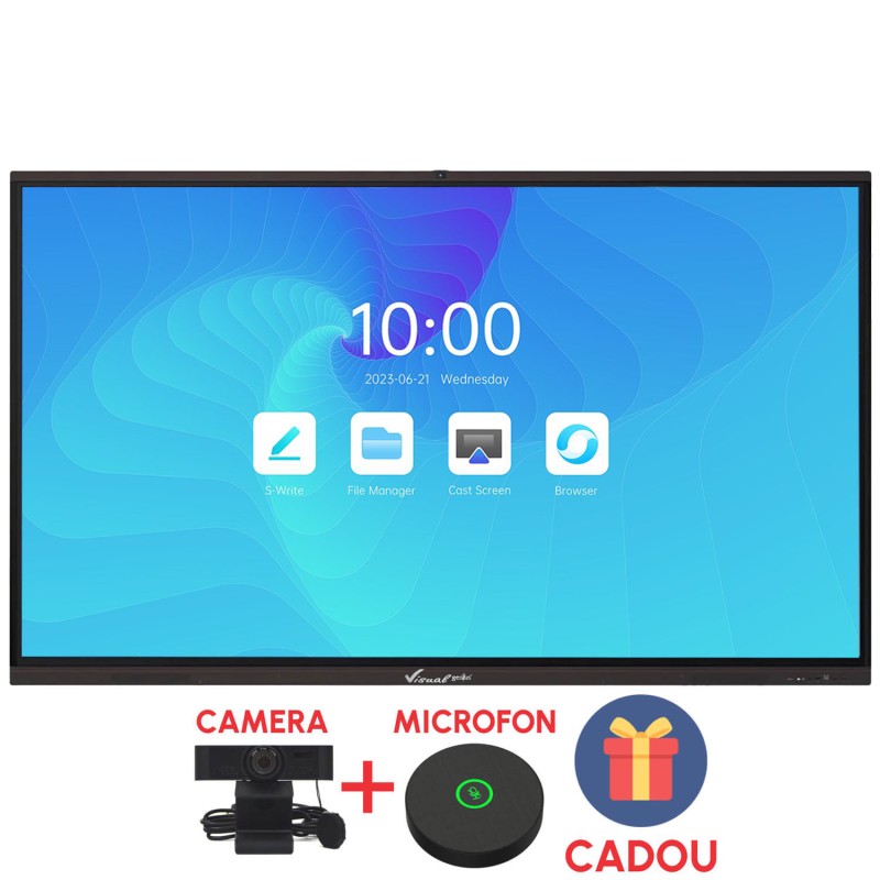 Display interactiv 65” 4K, Visual Genius A9, Android 13, 4GB DDR4, 32GB memorie, 40 puncte de atingere, soft limba romana.