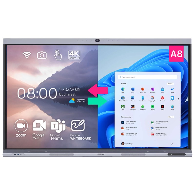 Display interactiv 75” 4K, Visual Genius A8, Android 13, 8GB DDR4, 128GB memorie, 40 puncte de atingere, soft limba romana Display interactiv 75” 4K, Visual Genius A8, Android 13, 8GB DDR4, 128GB memorie, 40 puncte de atingere, soft limba romana